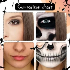 Halloween Makeup Kit - Black, White Oil-Based Body Paint for Adults - Perfect for Joker, Zombie, Vampire, and Skeleton Cosplay - Long-Lasting and Easy to Apply