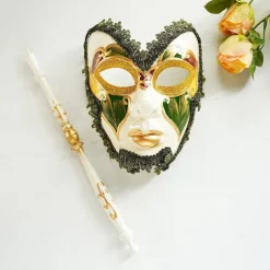 Halloween Mask Venetian Mask Mask On a Stick Carnival Mask Adults' Unisex Halloween Carnival Mardi Gras Party Evening Wear Masquerade Prom Easy Halloween Costumes Dress Up