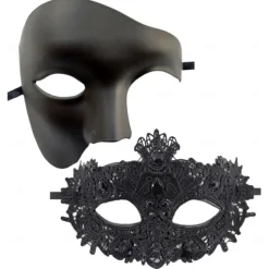 Halloween Mask Venetian Mask Mask On a Stick Couples 2 PCS Carnival Mask Half Face Adults' Unisex Halloween Carnival Mardi Gras Party Party Evening Wear Masquerade Easy Halloween Costumes Dress Up