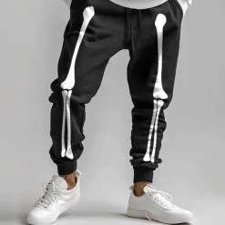 Halloween Men's Cool Skulls Halloween Costumes Sweatpants Joggers Pants Trousers Mid Waist Drawstring Elastic Waist Dark Party Evening Wear Dailywear Pocket Spring Fall Winter 3D Print Black