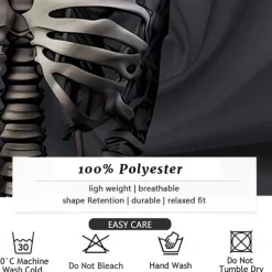 Halloween Men's Cool Skulls Halloween Costumes Button Up Shirt Long Sleeve Horror Dark Party Evening Wear Fall Winter Spring & Summer Shirt Collar Button Up 3D Print Black