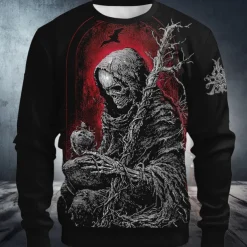 Halloween Men's Graphic Devil Reaper Sweatshirt Punk Party Long Sleeve Crew Neck Vacation Holiday Black 1 Black Crewneck 3D Print 3D All Seasons Designer