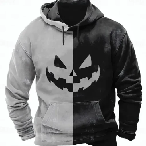Halloween Men's Graphic Pumpkin 3D Sweatshirt Punk Exaggerated Long Sleeve Crew Neck Club Streetwear Purple Orange Drawstring 3D Fall Winter Designer