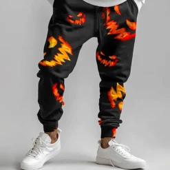 Halloween Men's Grimace Halloween Costumes Sweatpants Joggers Pants Trousers Mid Waist Drawstring Elastic Waist Horror Dark Party Evening Wear Holiday Pocket Spring Fall Winter 3D Print Black