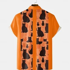 Halloween Men's Halloween Costumes Skulls Shirt Summer Shirt Button Up Shirt Short Sleeve Dark Gothic Style Outdoor Vacation Dailywear Summer Spring Turndown 3D Print Collared Shirts Front One Pocket