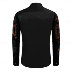 Halloween Men's Halloween Costumes Button Up Shirt Long Sleeve Horror Party Evening Wear Fall Winter Spring & Summer Shirt Collar 3D Print Black