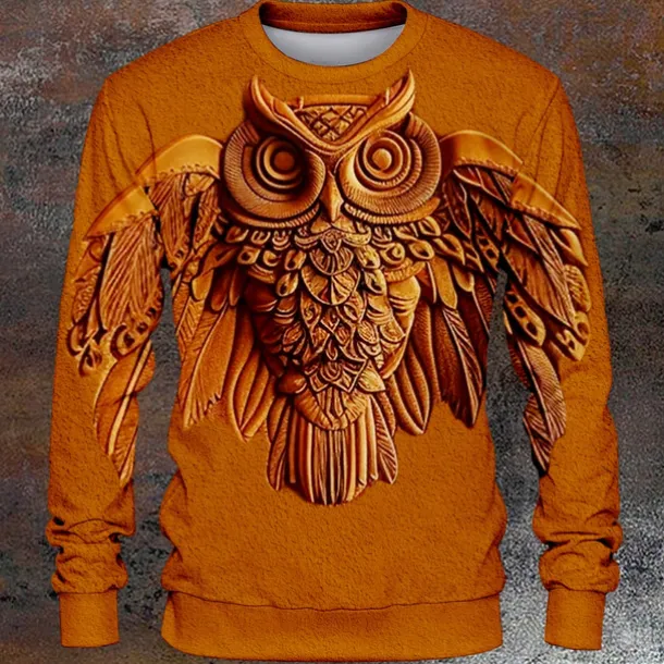 Halloween Men's Owl Hoodies Sweatshirt Long Sleeve Sweatshirt Crew Neck Fashion Cool Daily 3D Print 3D Print Fall Winter