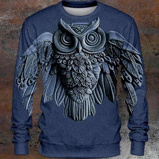 Halloween Men's Owl Hoodies Sweatshirt Long Sleeve Sweatshirt Crew Neck Fashion Cool Daily 3D Print 3D Print Fall Winter