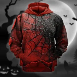 Halloween Men's Spider Hoodie Hoodies Sweatshirt Fashion Cool Long Sleeve Hooded Vacation Halloween Red Pocket 3D Print Fall Winter Designer