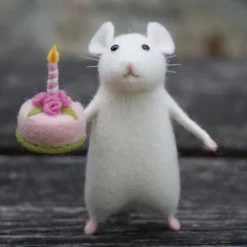 Halloween Mouse with Pumpkin, Christmas Mouse with a Gift, Needle Felting Mouse, Birthday Mouse, Needle Felting Kit, No Finished DIYKit Pack, Needle Felting Miniature