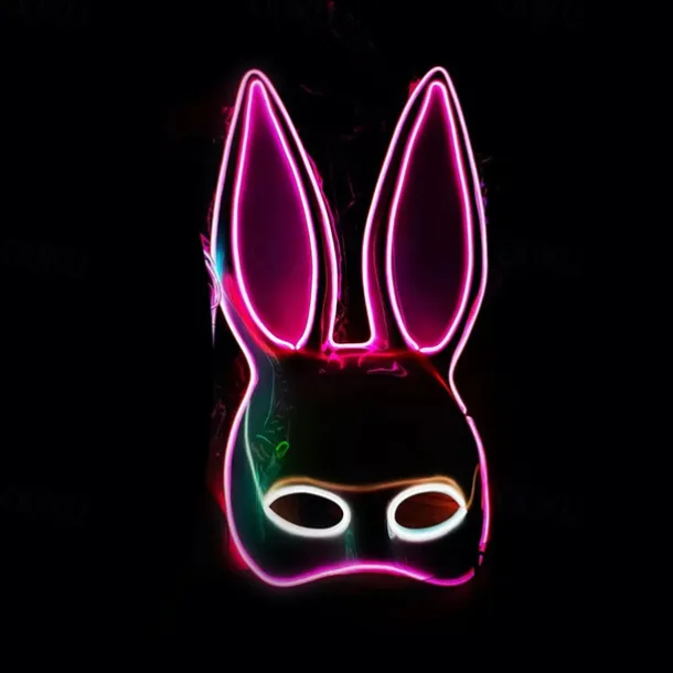 Halloween Neon Mask Led Mask Masque Masquerade Party Masks Light Glow In The Dark Funny Masks