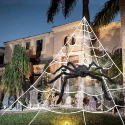 Halloween New Spider Web Triangular Net Simulation Super Plush Spider Ghost Festival Indoor And Outdoor Decoration Props