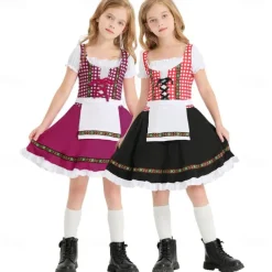 Halloween Oktoberfest Dress Costume Dirndl Oktoberfest / Beer Bavarian Cosplay Costume Wiesn Wiesn Girls' Carnival Party / Evening Traditional Style Cloth Dress Apron