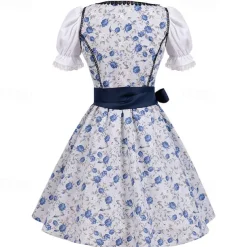 Halloween Oktoberfest Dress Cosplay Costume Maid Costume Cosplay Bavarian German Wiesn Women's Traditional Style Cloth Blouse Dress Apron