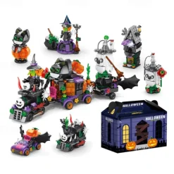 Halloween Party Favors Toys for Kids, Halloween Haunted House 6 in 1 Building Blocks Set Gift 601PCS,Halloween Toys Mini Cute Bricks Goodie Bags Fillers Classroom Prizes for Boys or Girls 6-12