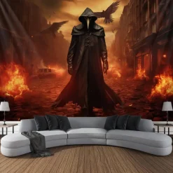 Halloween Plague Doctor Hanging Tapestry Wall Art Large Tapestry Mural Decor Photograph Backdrop Blanket Curtain Home Bedroom Living Room Decoration Halloween Decorations