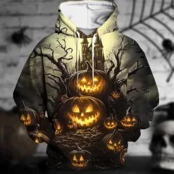 Halloween Pumpkin Hoodie Pullover Halloween 3D Front Pocket Graphic For Couple's Men's Women's Adults' Halloween Carnival Masquerade 3D Print Party Festival
