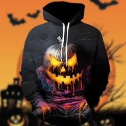Halloween Pumpkin Hoodie Pullover Halloween 3D Front Pocket Graphic For Couple's Men's Women's Adults' Halloween Carnival Masquerade 3D Print Party Festival