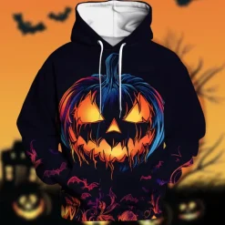 Halloween Pumpkin Hoodie Pullover Halloween 3D Front Pocket Graphic For Couple's Men's Women's Adults' Halloween Carnival Masquerade 3D Print Party Festival