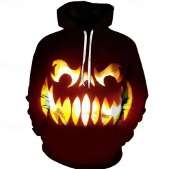 Halloween Pumpkin Hoodie Cartoon Manga Anime 3D Front Pocket Graphic For Couple's Men's Women's Adults' Halloween Carnival Masquerade 3D Print Casual Daily