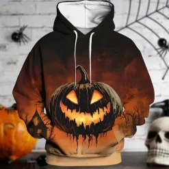 Halloween Pumpkin Hoodie Pullover Halloween 3D Front Pocket Graphic For Couple's Men's Women's Adults' Halloween Carnival Masquerade 3D Print Party Festival