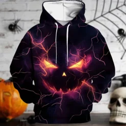 Halloween Pumpkin Hoodie Pullover Halloween 3D Front Pocket Graphic For Couple's Men's Women's Adults' Halloween Carnival Masquerade 3D Print Party Festival