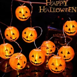 Halloween Pumpkin Lantern String Lights 2m 10LEDs Jack O Lantern Pumpkin Lamp for Halloween Party Garden Home Balcony Outdoor DIY Decor Light