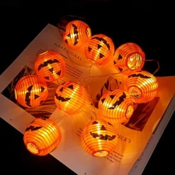 Halloween Pumpkin Lantern String Lights 2m 10LEDs Jack O Lantern Pumpkin Lamp for Halloween Party Garden Home Balcony Outdoor DIY Decor Light