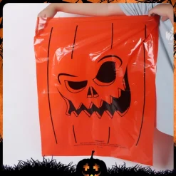 Halloween Pumpkin Leaf Bags - 2 Pack, Plastic, Funny Expressions, Lawn Decorations, Party Supplies