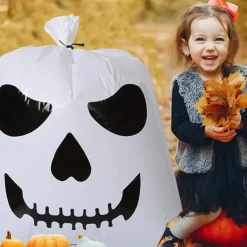 Halloween Pumpkin Leaf Bags - 2 Pack, Plastic, Funny Expressions, Lawn Decorations, Party Supplies