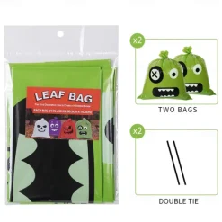 Halloween Pumpkin Leaf Bags - 2 Pack, Plastic, Funny Expressions, Lawn Decorations, Party Supplies