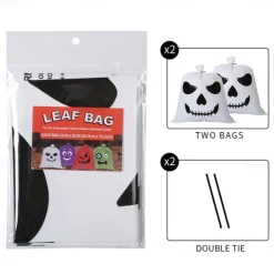 Halloween Pumpkin Leaf Bags - 2 Pack, Plastic, Funny Expressions, Lawn Decorations, Party Supplies