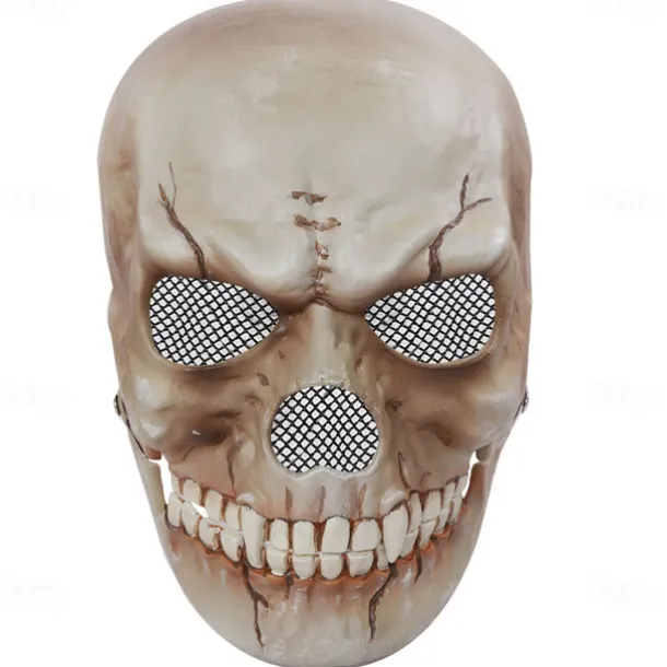 Halloween Scary Skull Mask - Realistic Half Face Skull Mask with Movable Jaw, Breathable Mesh, Adjustable Straps - Perfect for Cosplay, Halloween, Masquerade Parties