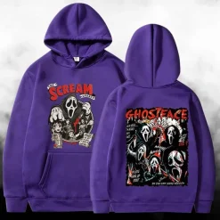 Halloween Scream Ghostface Skull Skeleton Hoodie Print Front Pocket Graphic For Couple's Men's Women's Adults' Halloween Carnival Masquerade Hot Stamping Halloween Casual Daily