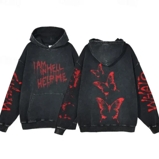 Halloween Scream Skull Skeleton Hoodie Oversized Acid Washed Tee Print Front Pocket Graphic For Couple's Men's Women's Adults' Masquerade Hot Stamping Casual Daily