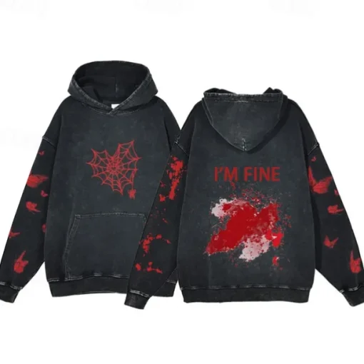Halloween Scream Skull Skeleton Hoodie Oversized Acid Washed Tee Print Front Pocket Graphic For Couple's Men's Women's Adults' Masquerade Hot Stamping Casual Daily