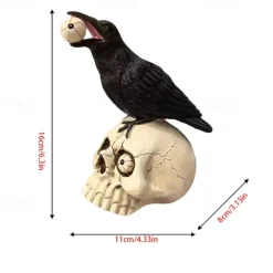 Halloween Skeleton Crow Resin Figurine - Animal Sculpture for Tabletop, Window Display, and Home Decor - Spooky Halloween Decoration