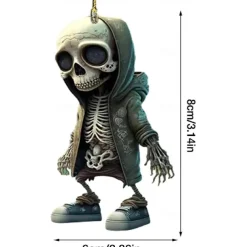 Halloween Skeleton Pendant, Car Rearview Mirror Ornament, Acrylic Car Suspension Interior Decoration Pendant