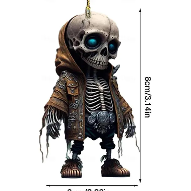 Halloween Skeleton Pendant, Car Rearview Mirror Ornament, Acrylic Car Suspension Interior Decoration Pendant