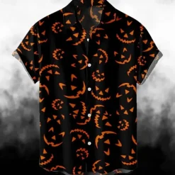 Halloween Skeleton Skull Pumpkin Hawaiian Shirts Aloha Shirt Print For Men's Adults' Halloween Carnival Masquerade 3D Print Party Halloween