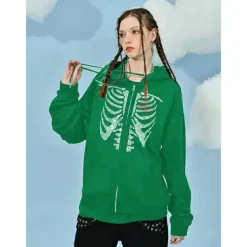 Halloween Skeleton Skull Hoodie Outerwear Zip-Up Hoodie Kings Day For Men's Women's Adults' Halloween Carnival Hot Stamping Party Casual Daily