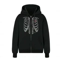 Halloween Skeleton Skull Hoodie Outerwear Zip-Up Hoodie Kings Day For Men's Women's Adults' Halloween Carnival Hot Stamping Party Casual Daily