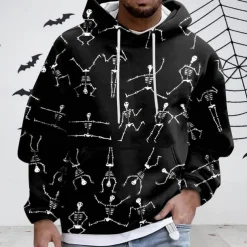 Halloween Skeleton Skull Hoodie Pullover Anime 3D Front Pocket Graphic For Couple's Men's Women's Adults' Halloween Carnival Masquerade 3D Print Party Casual Daily