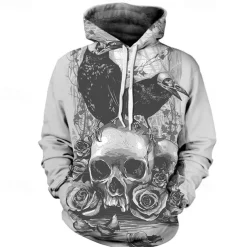 Halloween Skeleton Skull Hoodie Cartoon Manga Anime 3D Front Pocket Graphic For Couple's Men's Women's Adults' Halloween Carnival Masquerade 3D Print Casual Daily