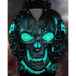 Halloween Skeleton Skull Cartoon Manga Outerwear Anime 3D Graphic For Couple's Men's Women's Adults' Back To School 3D Print Casual Daily