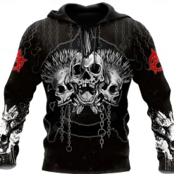 Halloween Skeleton Skull Death Hoodie Cartoon Manga 3D Front Pocket Graphic For Men's Adults' Halloween Carnival Masquerade 3D Print Casual Daily