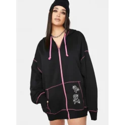 Halloween Skeleton Skull Hoodie Outerwear Zip-Up Hoodie For Men's Women's Adults' Halloween Carnival Hot Stamping Party Casual Daily