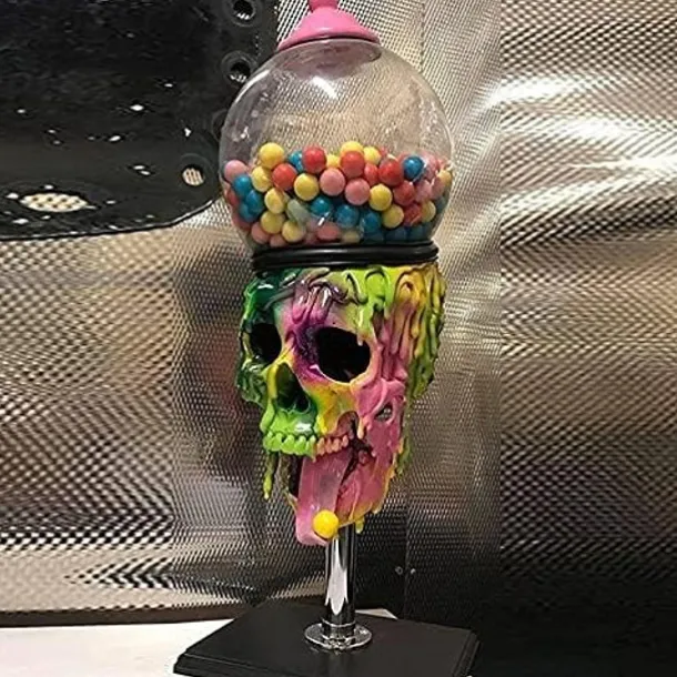 Halloween Skull Cool Bubble Gum Machine Gumball Vending Machine Dispenser Candy Skull Decorations Cool Halloween Decoration Peculiar Desktop Atmosphere Ornaments Halloween Skeleton Decoration