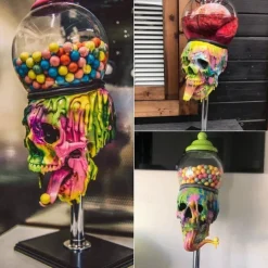 Halloween Skull Cool Bubble Gum Machine Gumball Vending Machine Dispenser Candy Skull Decorations Cool Halloween Decoration Peculiar Desktop Atmosphere Ornaments Halloween Skeleton Decoration