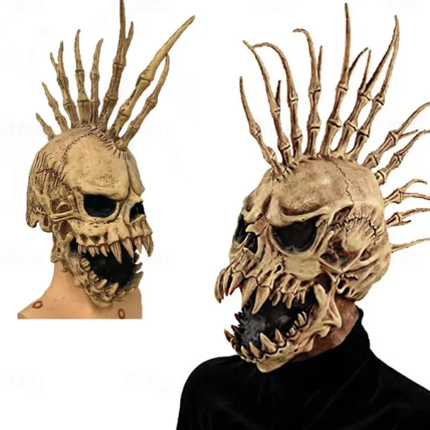 Halloween Skull Mask Scary Full Head Skeleton Headgear Creepy Biochemical Mask Realistic Halloween Cosplay Latex Horror